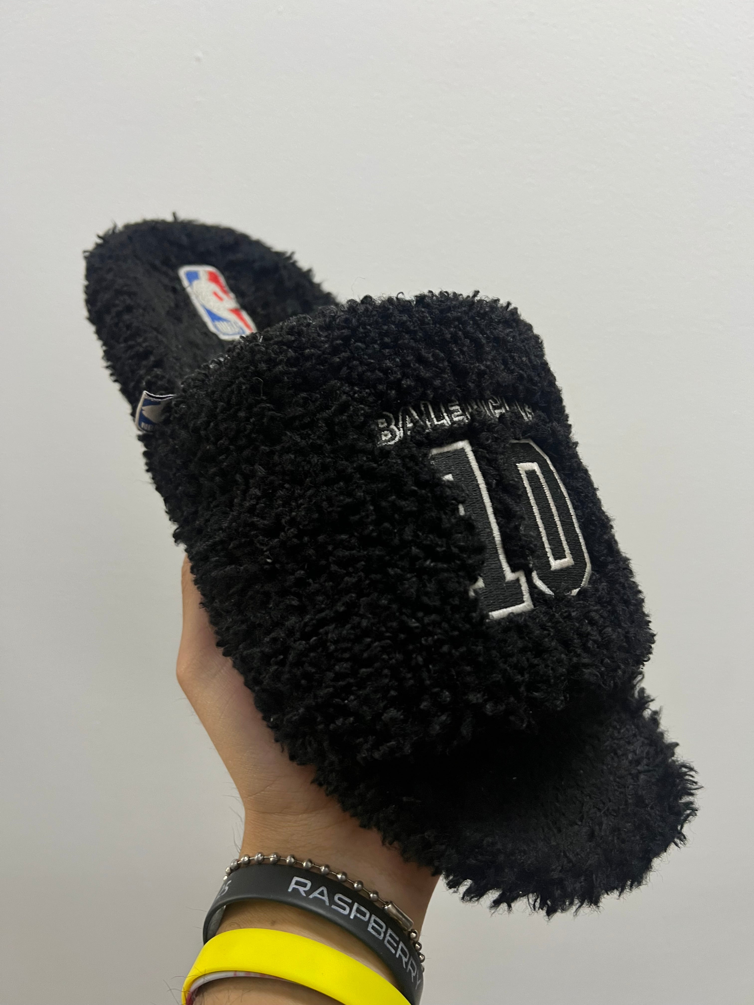 Balenciaga Furry Open Mule NBA Black White