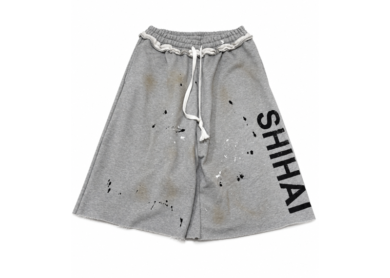 SHIHAI KASSORO GREY PAINT SPLATTER GREY 3/4TH SHORTS