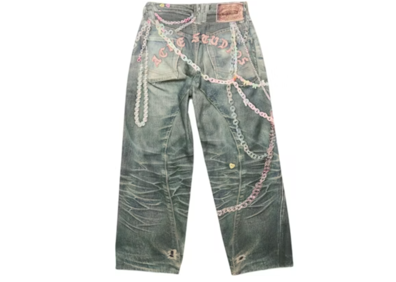 Acne Studios SS25 Candy Chain 3D Print Low Waist Loose Wide-leg Jeans Women