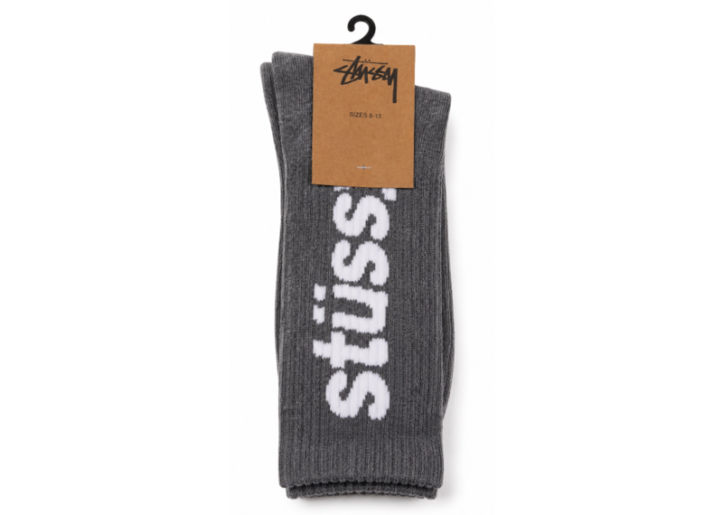 STUSSY WASHED HELVETICA CREW SOCK GREY