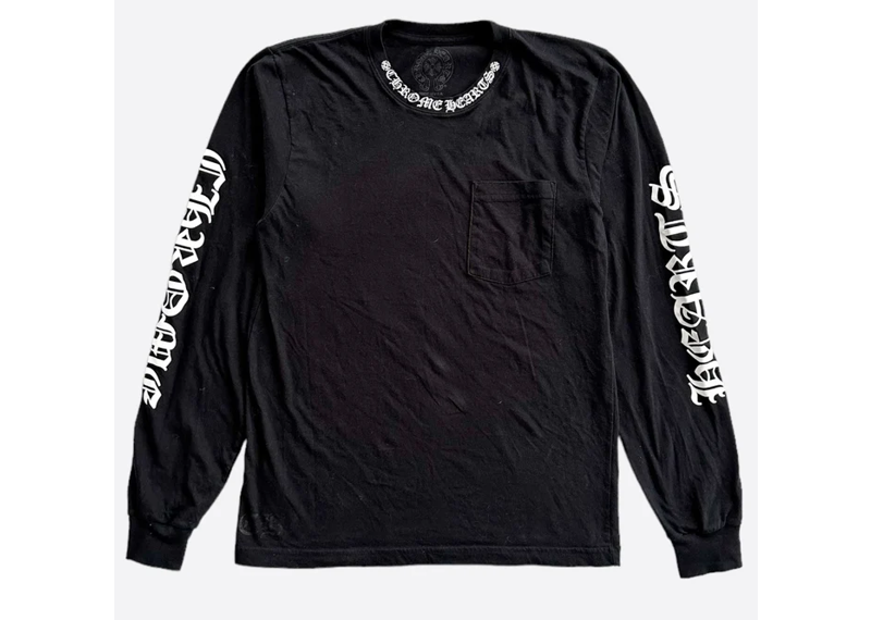 Chrome Hearts Black & White Neck Logo Longsleeve T-Shirt