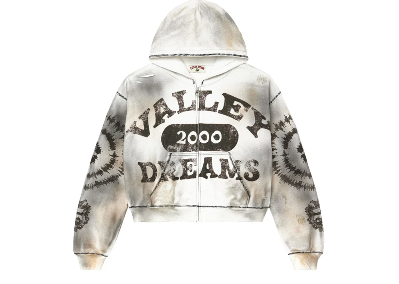 VALE FOREVER SPIRAL ZIP UP HOODIE ASH GREY