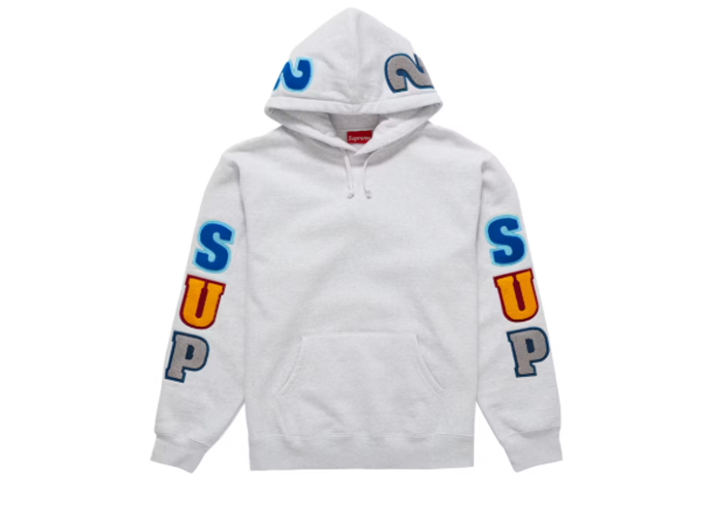 Supreme Team Chenille Hooded Sweatshirt Ash Grey