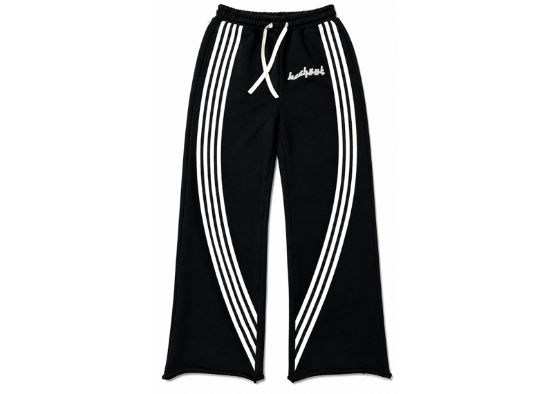 KASHOUT STUDIO BLACK STRIPPED SWEATPANTS