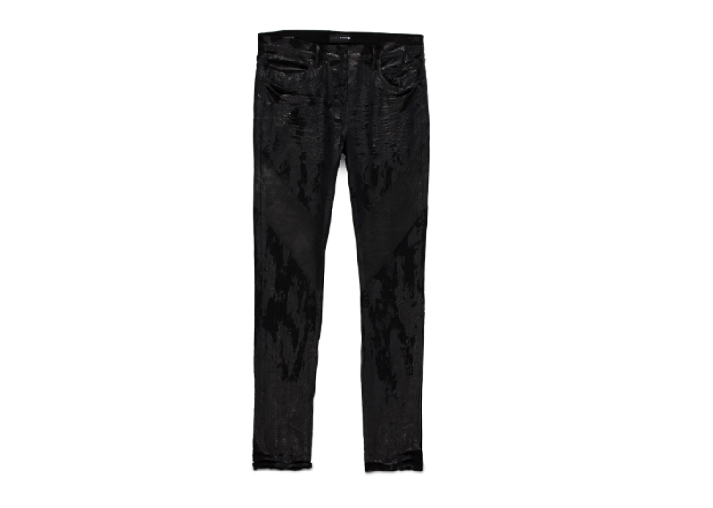 Purple Brand Black Crackle Paint with Foil Jean
