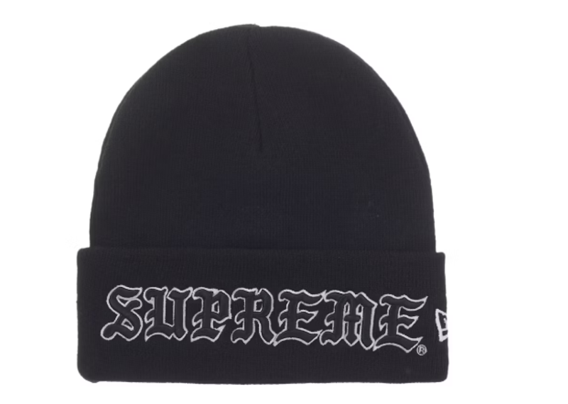 Supreme New Era Old English Beanie Black