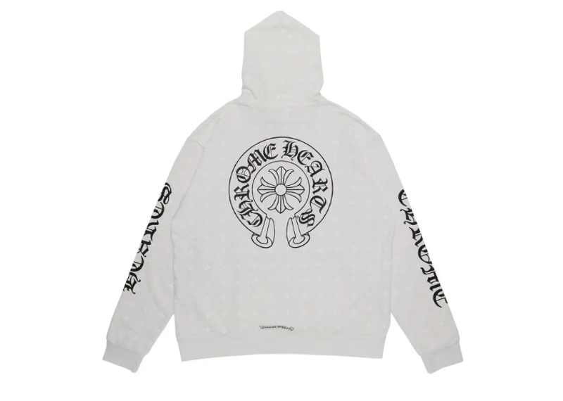 Chrome Hearts Plus Cross Horseshoe Hoodie White Monogram