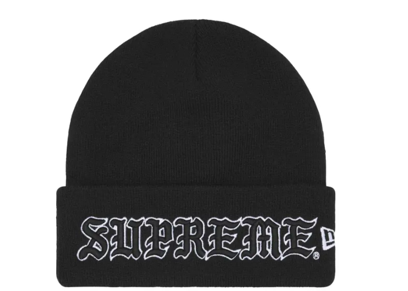 Supreme New Era Old English Beanie Black