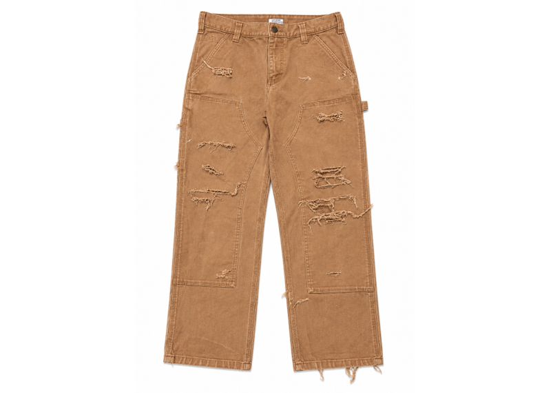 CARHARTT CARAMEL DISTRESSED CARHART DOUBLE KNEE JEANS