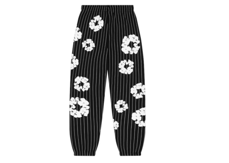 Denim Tears Pinstripe Wreath Sweatpant Black