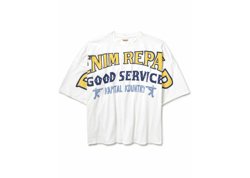 KAPITAL - Denim Repair Oversized Printed Cotton-Jersey T-Shirt - White
