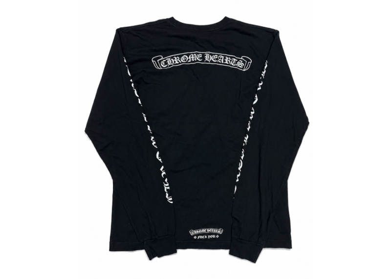 Chrome Hearts Black & White Scroll Logo Longsleeve T-Shirt