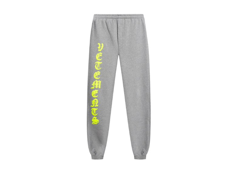 Vetements Anarchy Logo Sweatpants Grey Melange/Neon Yellow