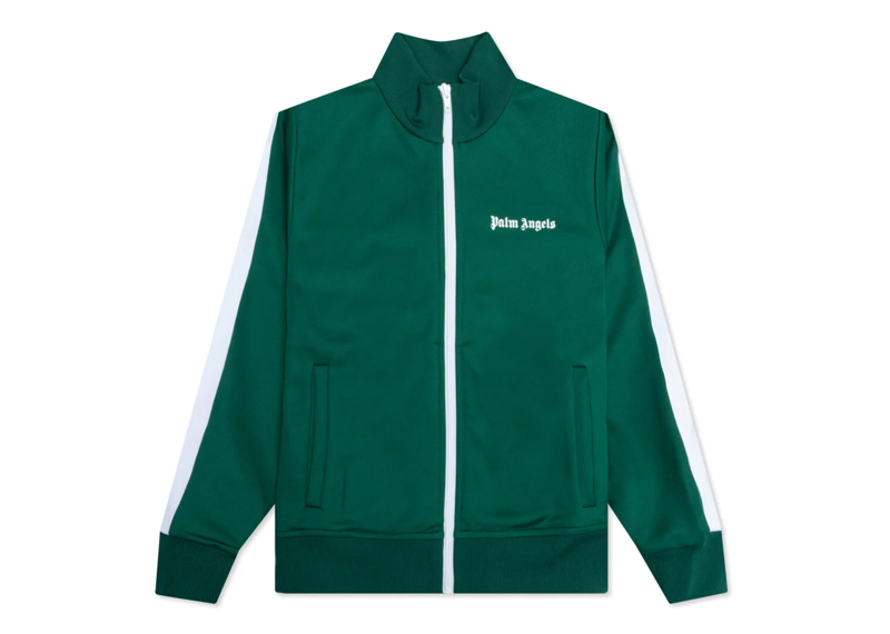 PALM ANGELS KIDS TRACK JACKET - FOREST GREEN/WHITE