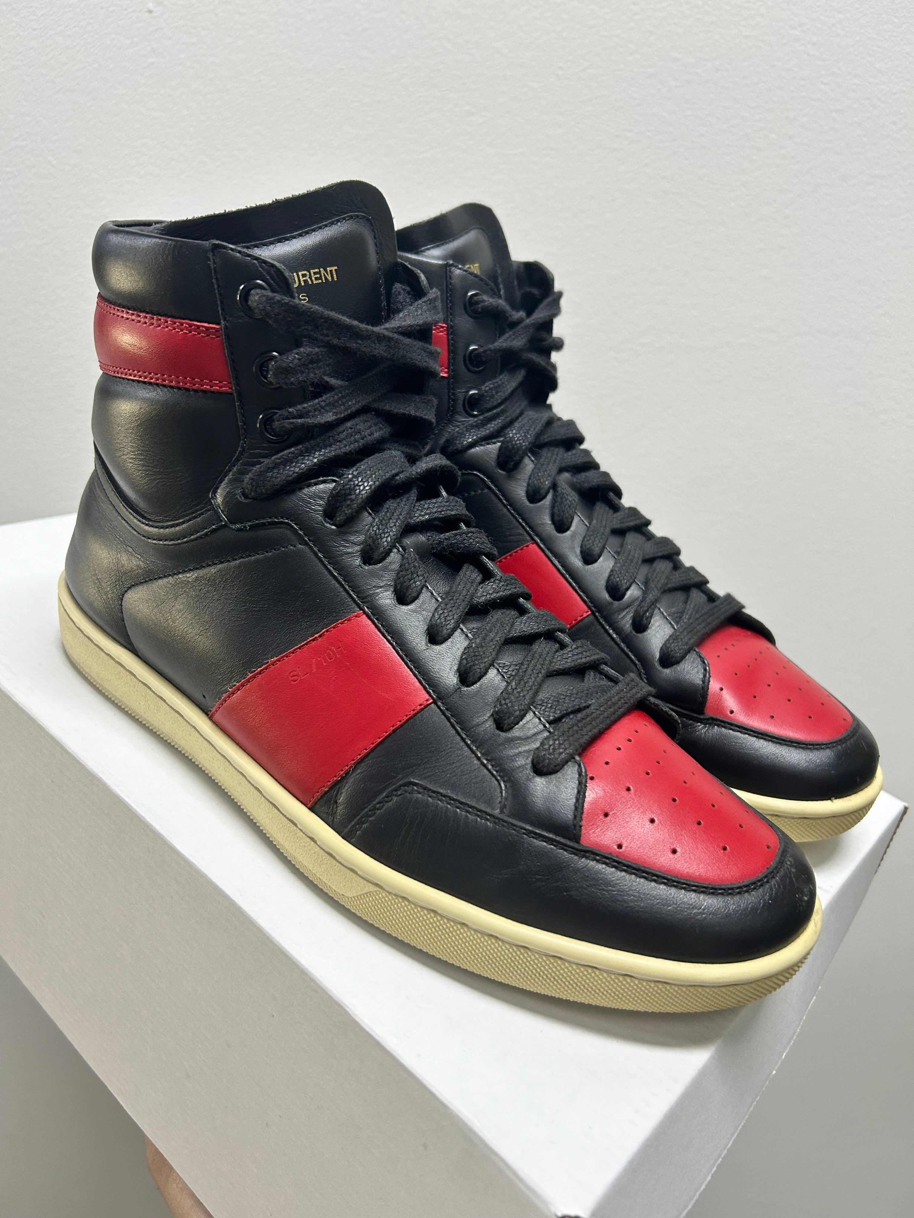 Saint Laurent SL-10H High Top Sneaker Black Red