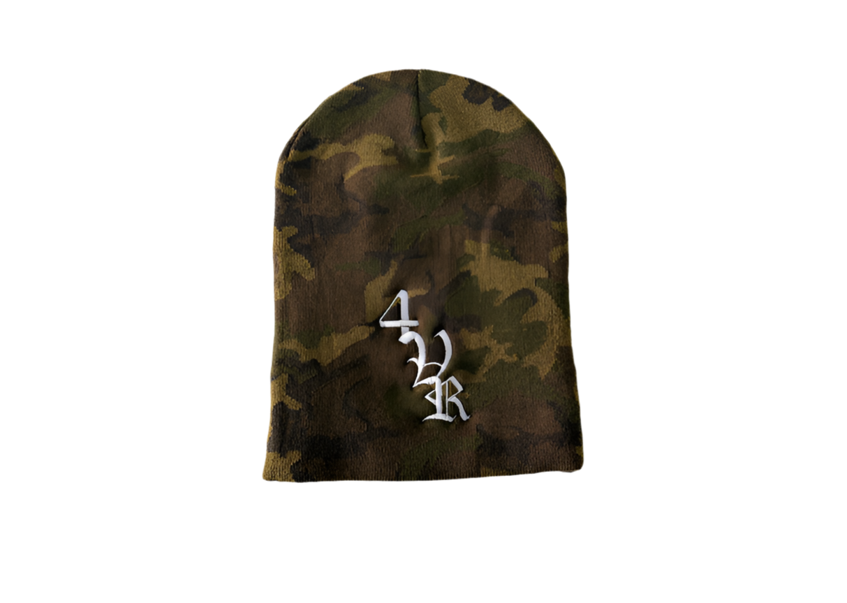 4EVEUARY GREEN CAMO SLOPE BEANIE