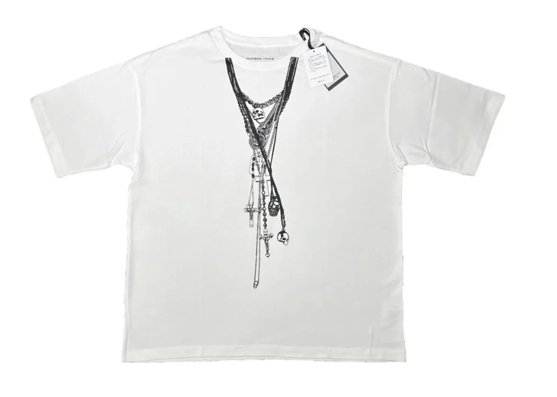 Number (N)ine Cross Necklace Rosary Skull Tee
