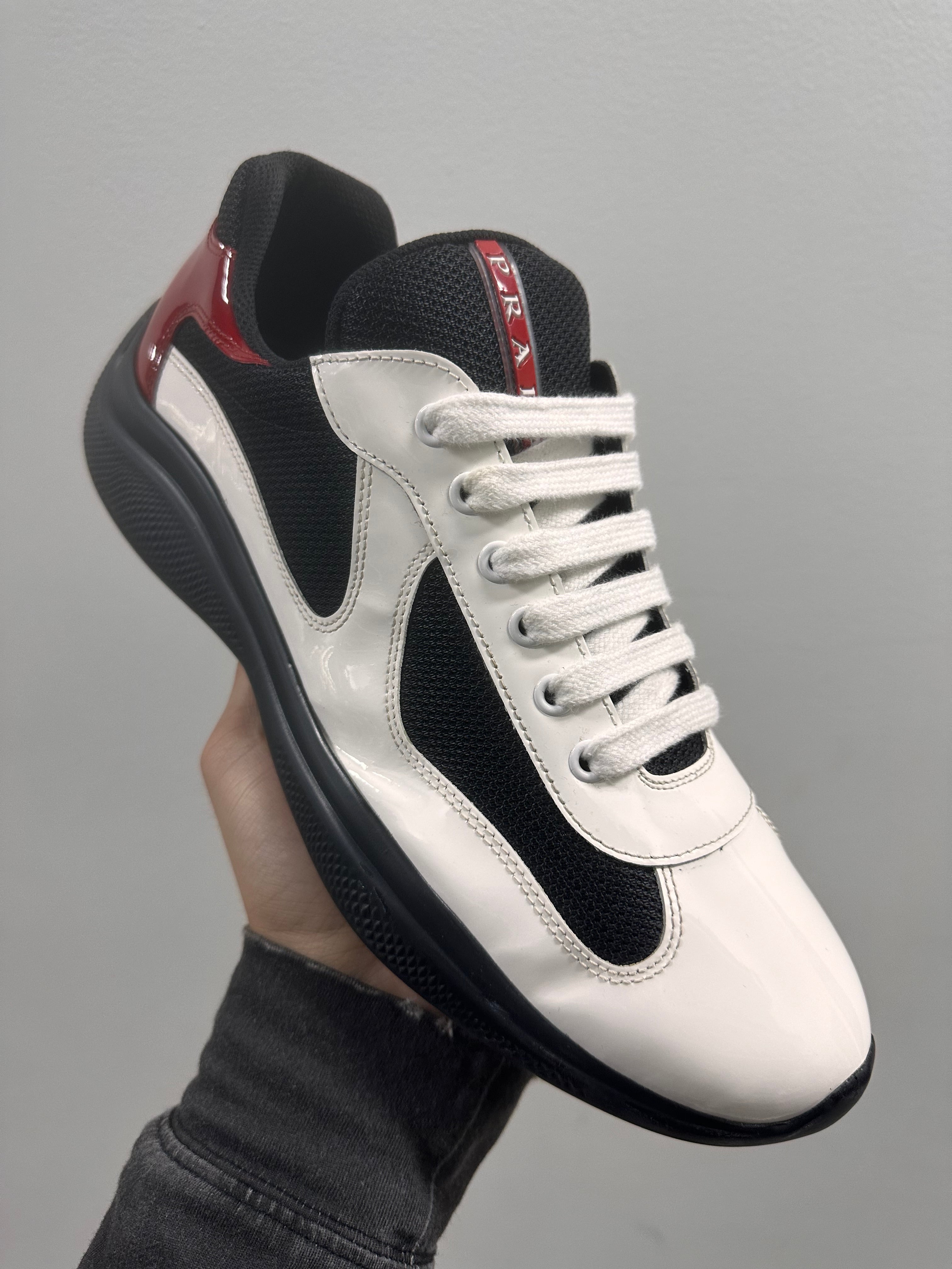 Prada Mens Americas Cup Red Black White Patent Leather