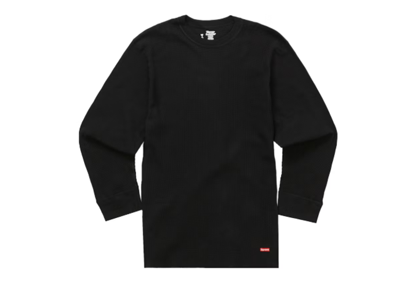 Supreme Hanes Thermal Crew (1 Pack) Black