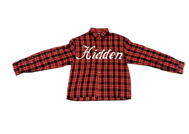 Hidden Beliefs Rhinestone Flannel Red
