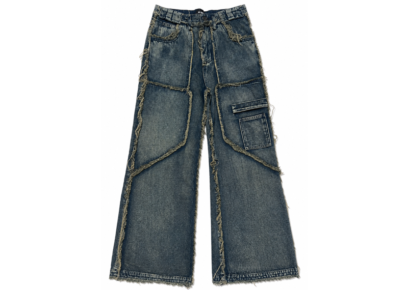 NO FAITH STUDIO BAGGY DISTRESSED MUD WASH JEANS