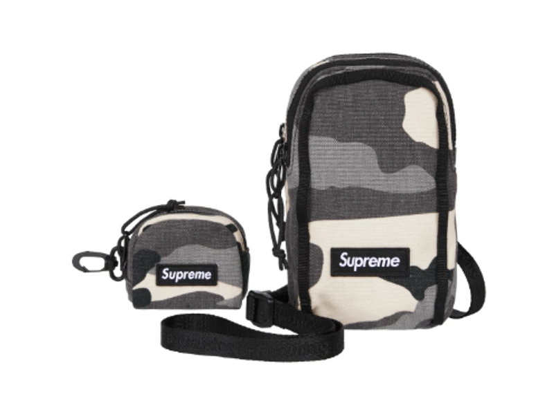 SUPREME CAMERA BAG MINI POUCH BLACK/WHITE CAMO