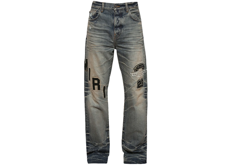 AMIRI logo patch distressed jeans