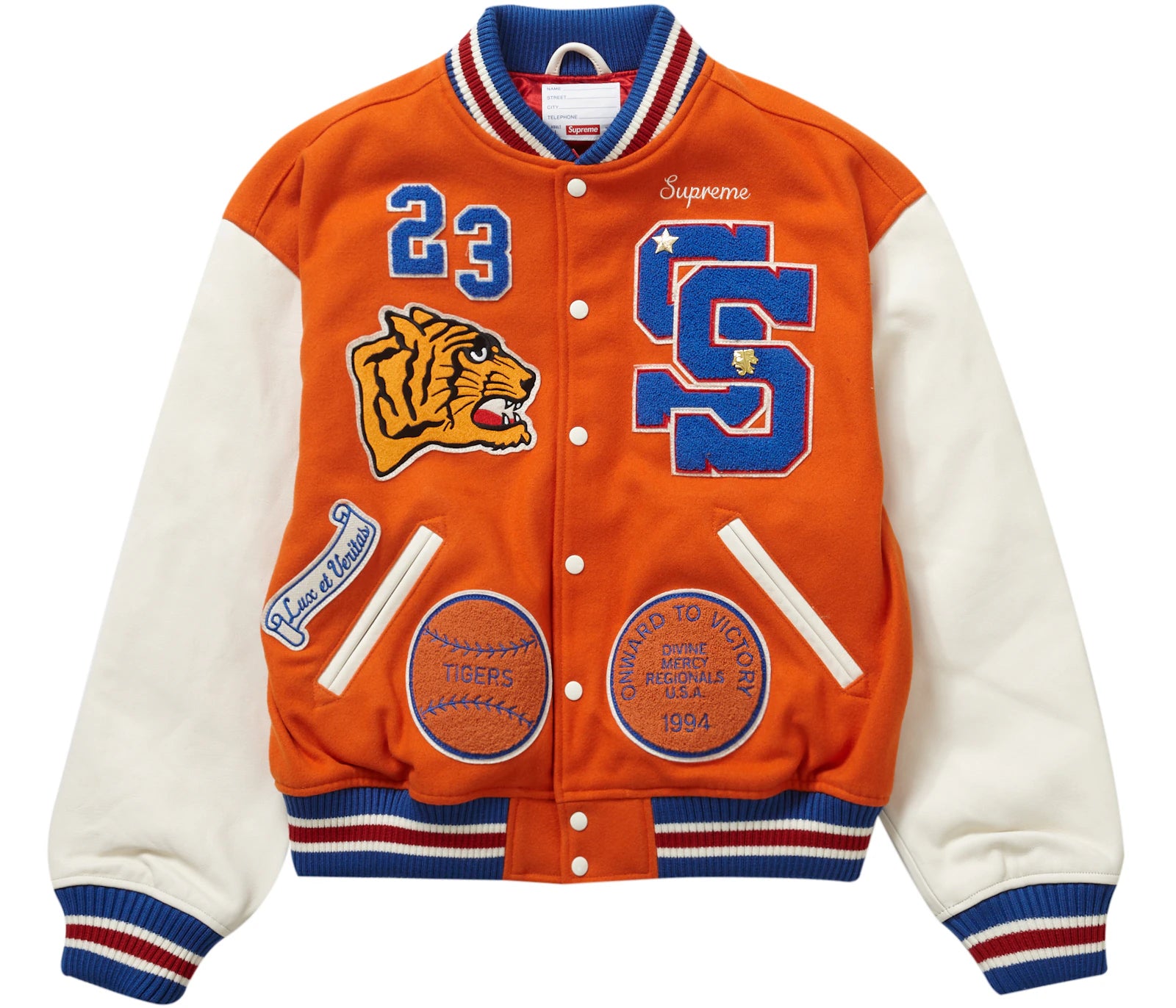 Supreme Tiger Varsity Jacket Orange