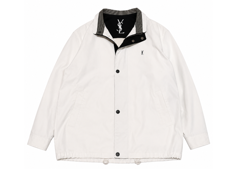 Yves Saint Laurent White and Green Zip Up