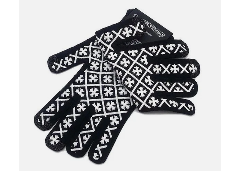 CHROME HEARTS CHECKMATE WORK GLOVES IN BLACK SIZE LARGE