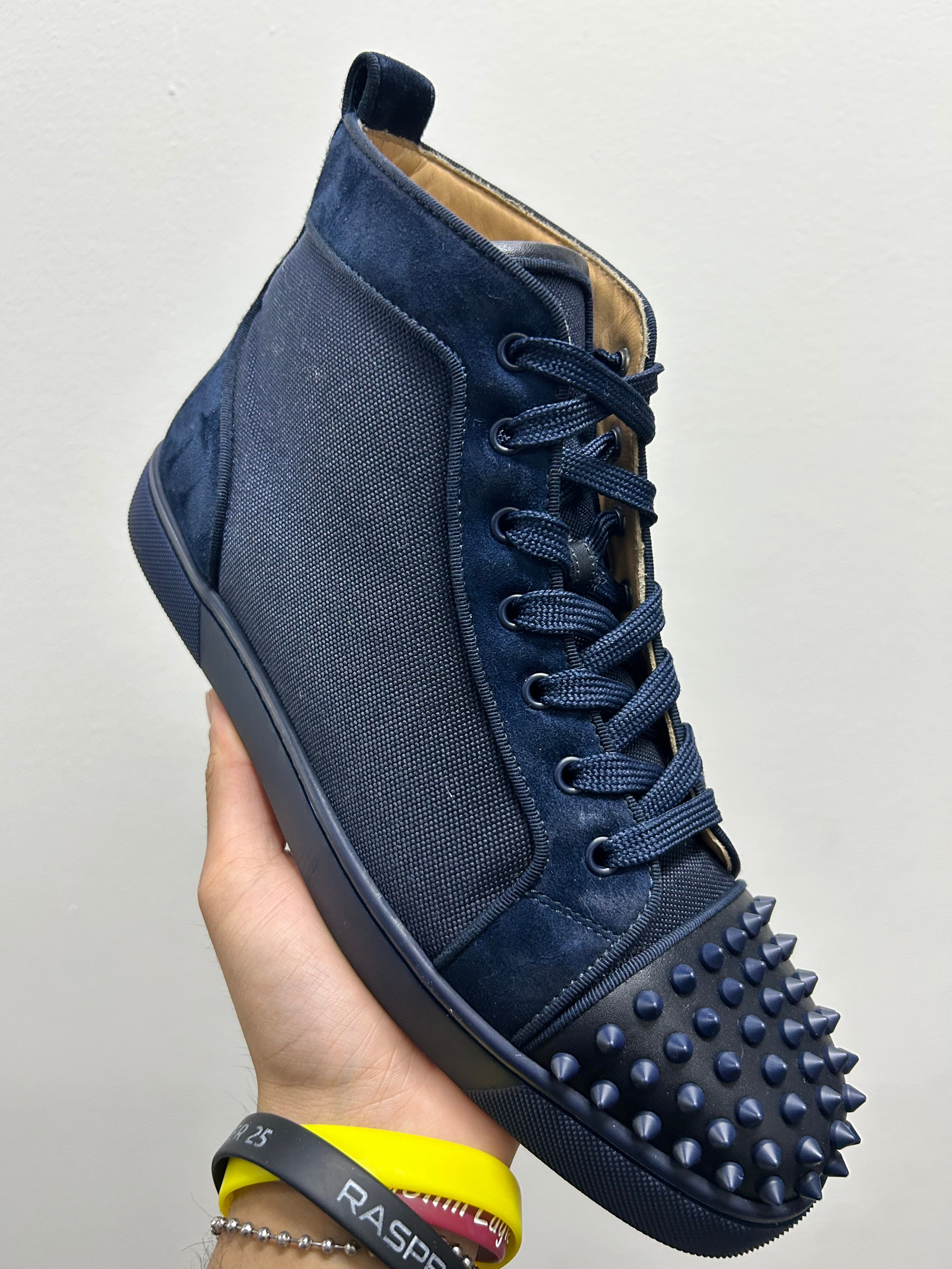 Christian Louboutin Mens Louis Spikes Flat High-Top Sneakers