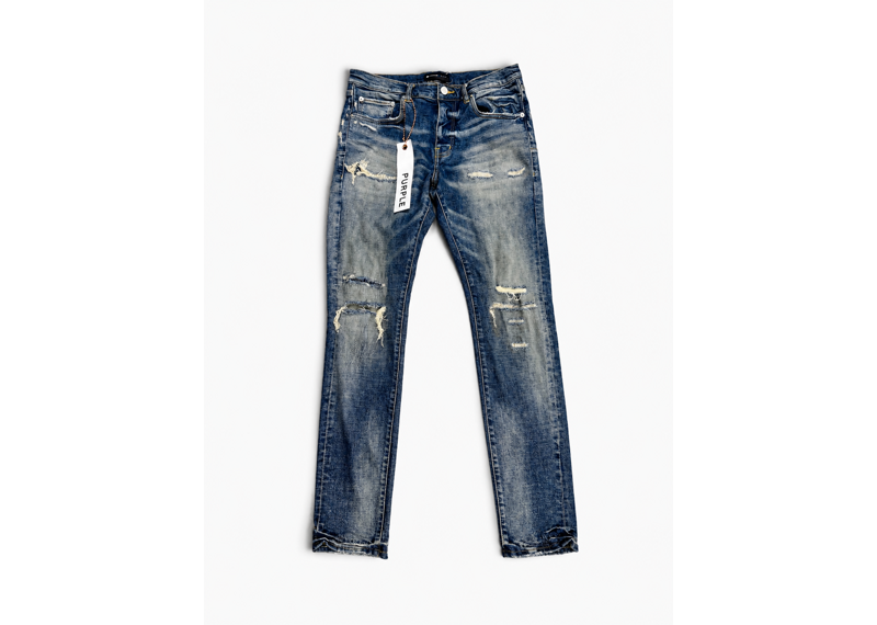 Purple Brand Dark Indigo Light Destroy Jeans