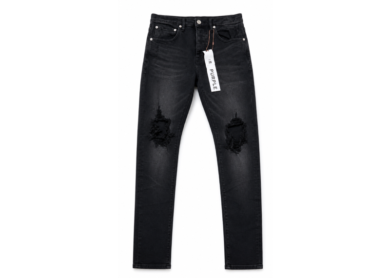 PURPLE BRAND BLACK DENIM DISTRESSED JEANS