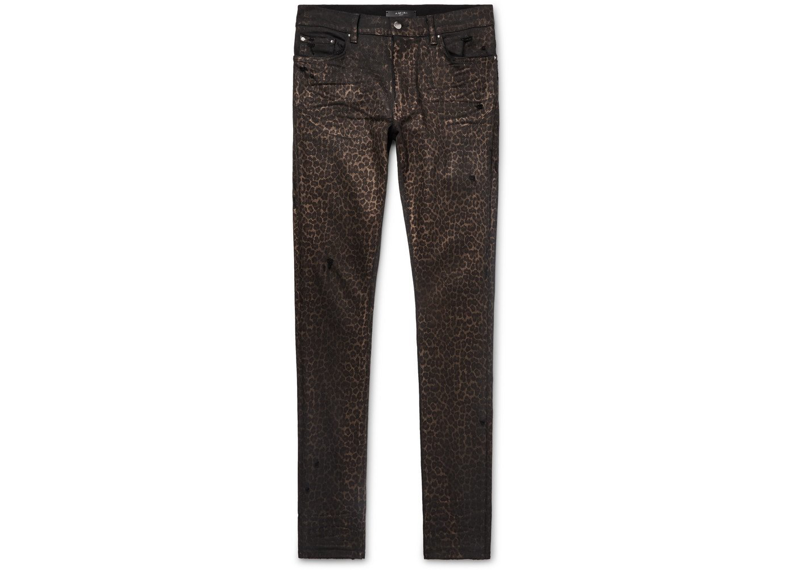 AMIRI Metallic Leopard Print Denim Jeans