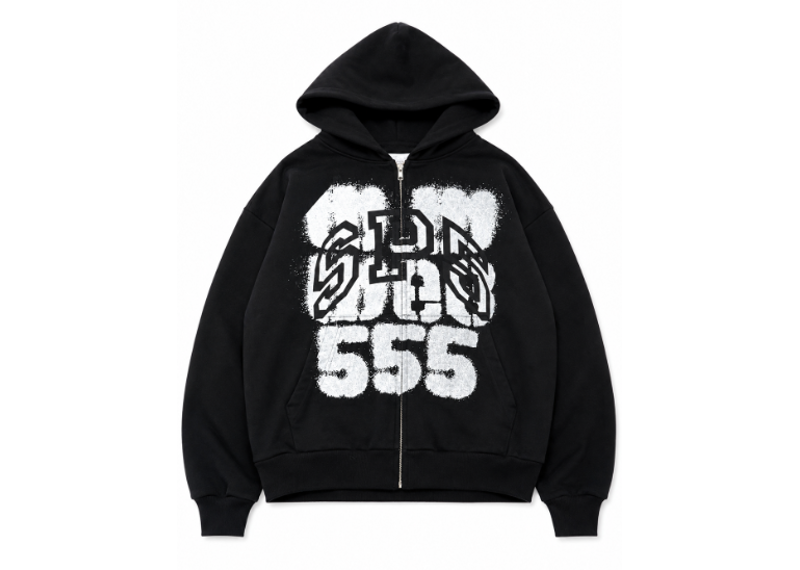 Sp5der SP555 Zip Hoodie Black