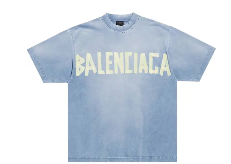 Balenciaga Tape Type Medium Fit T-Shirt Faded Blue