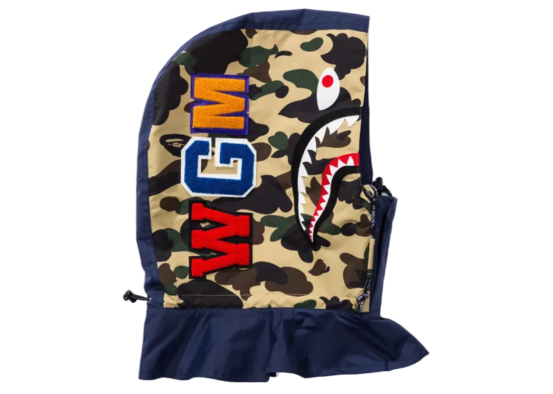 BAPE 1st Camo Shark Hoodie Mask Yellow/Navy
