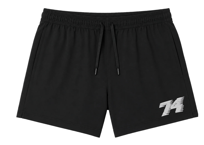 74 Is War Black Collegiate Running Shorts