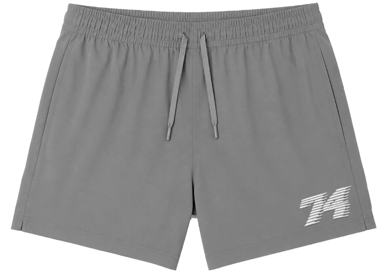 74 Is War Gray Collegiate Running Shorts