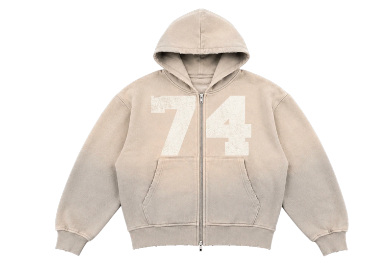 74 Is War Gray Collegiate Zip-Up