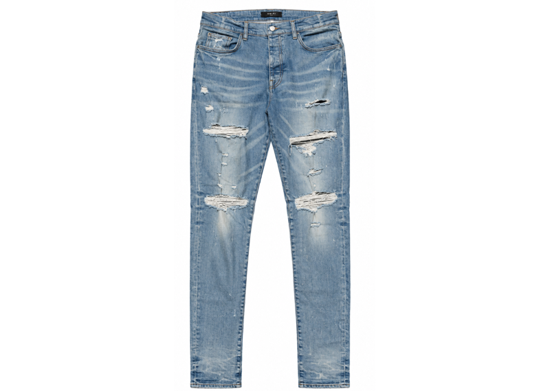 AMIRI DENIM BLUE WASH DISTRESSED DENIM