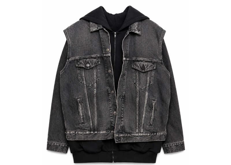 Balenciaga Twinset Hooded Denim Jacket