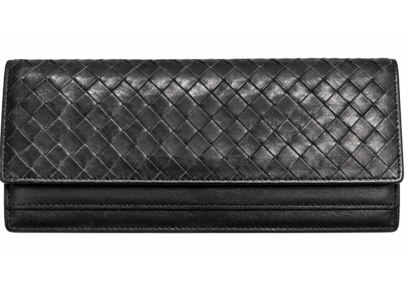 Bottega Veneta Long Wallet Intrecciato Black