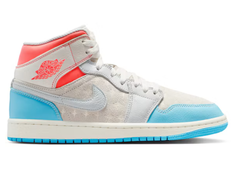 Jordan 1 Mid Sail Hot Lava Blue Chill (Women's)