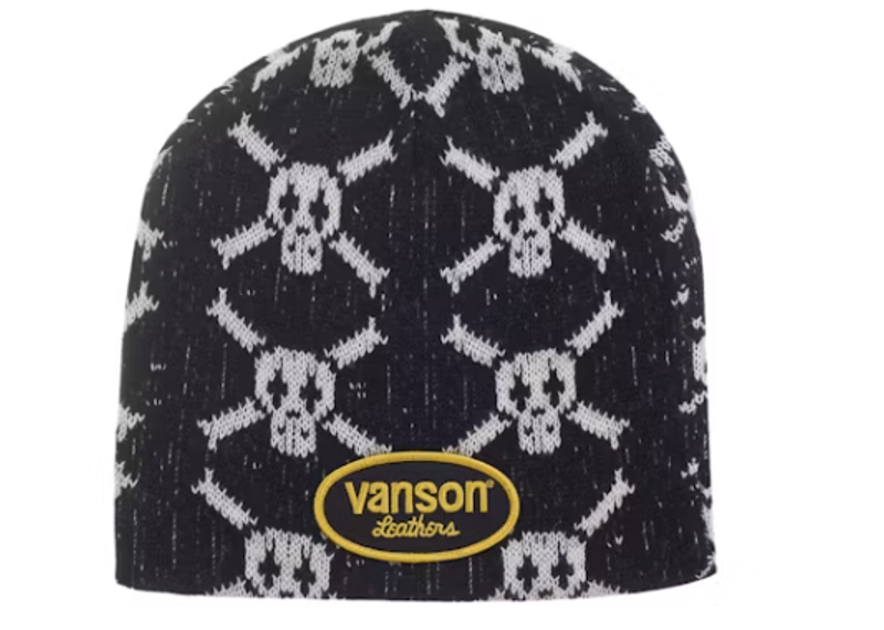 Supreme Vanson Leathers Skull Beanie Black
