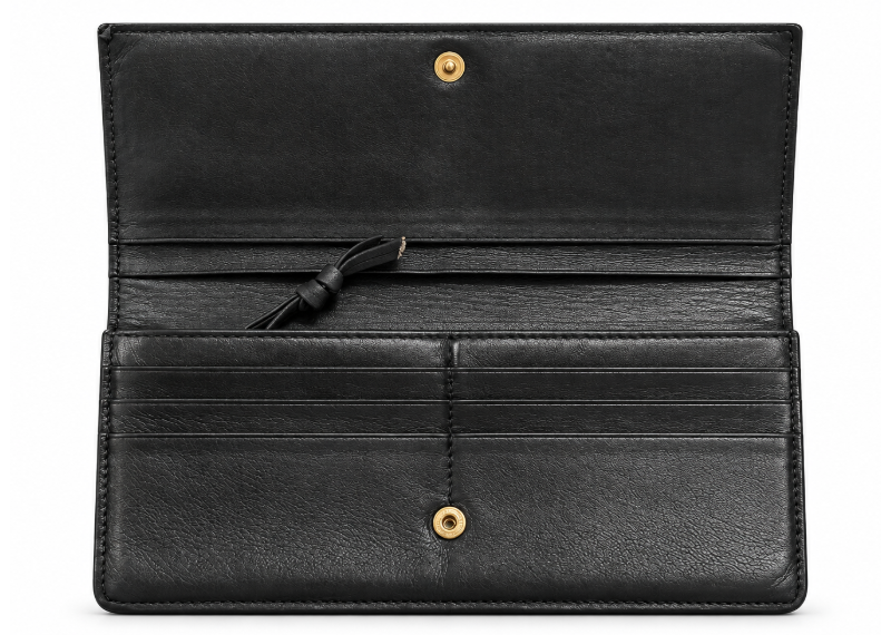 Bottega Veneta Long Wallet Intrecciato Black