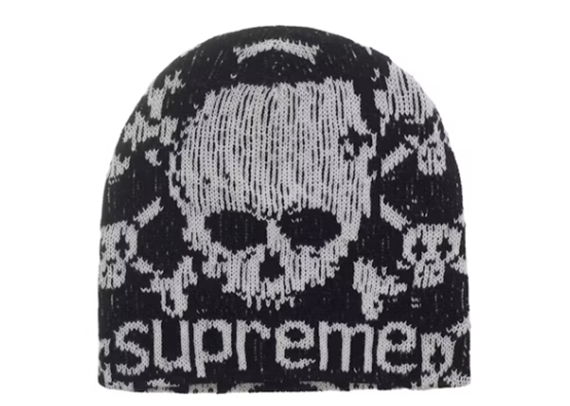 Supreme Vanson Leathers Skull Beanie Black