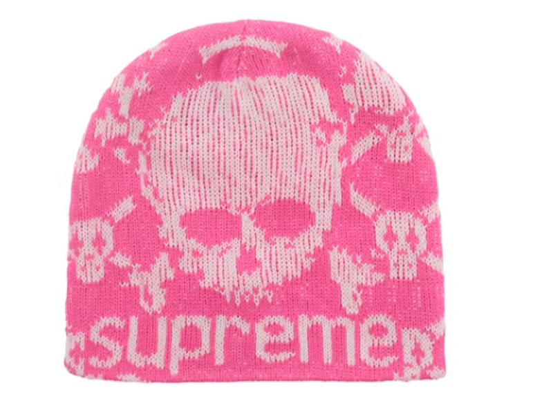 SUPREME VANSON LEATHERS SKULL BEANIE PINK