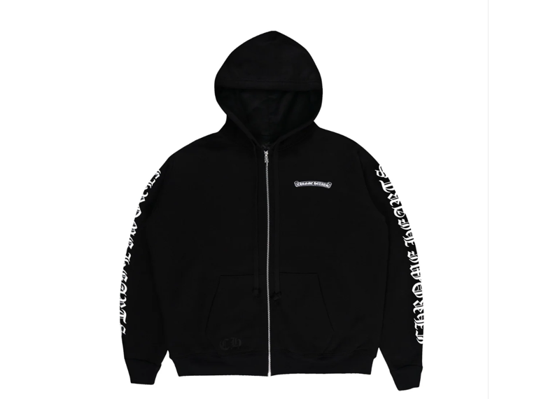 Chrome Hearts  Zip Hoodie Black Scroll Logo