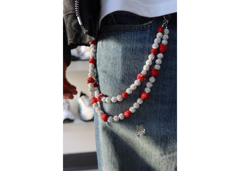 KASHOUT STUDIOS DOUBLE WALLET CHAIN RED HEARTS